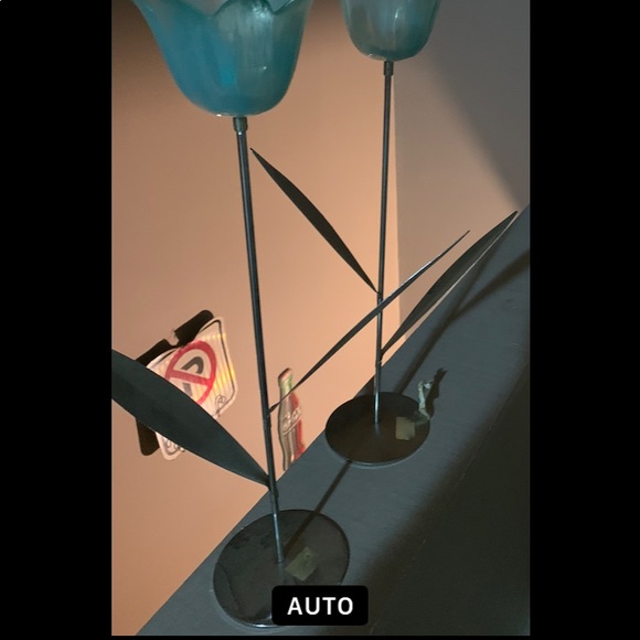 Vintage Tea Light Tulips Painted By Hand Set of Two - Picture 12 of 12